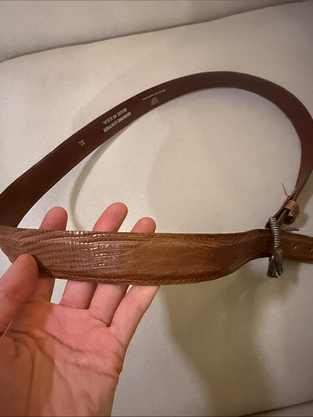 Vintage Warner bros bugs bunny Brown Leather Belt with Metal Cat Buckle XL - Picture 5 of 6